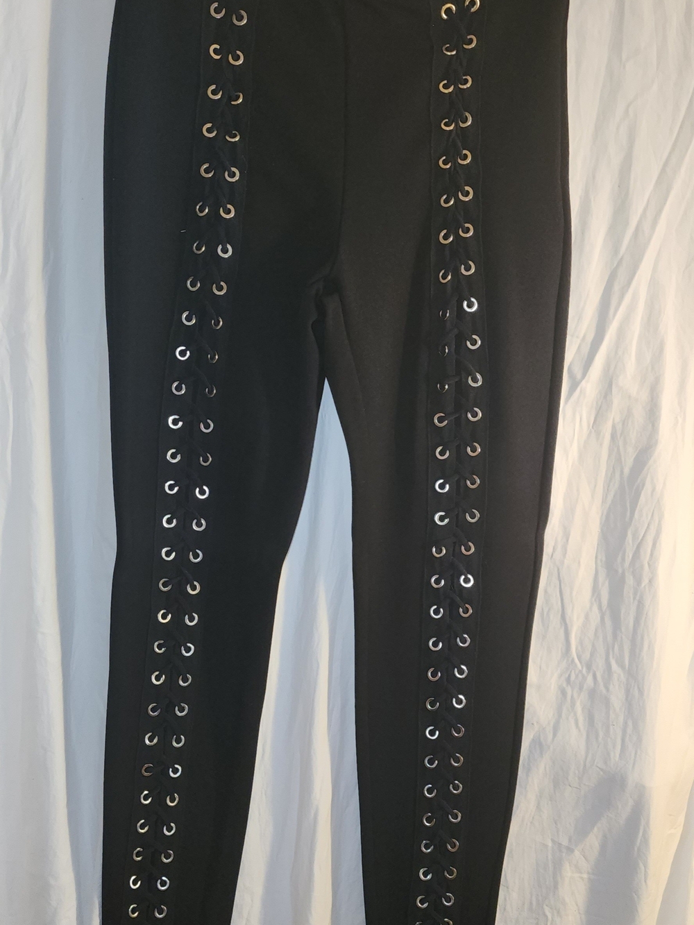 Fashion Nova Black Lace-Up High-Waist Skinny Pants